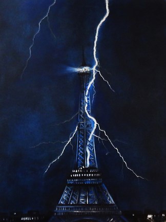 Framed Lightning Eiffel Tower Print