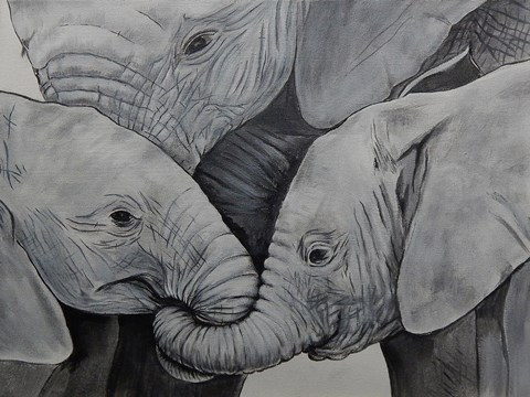 Framed Elephant Trunk Love Print