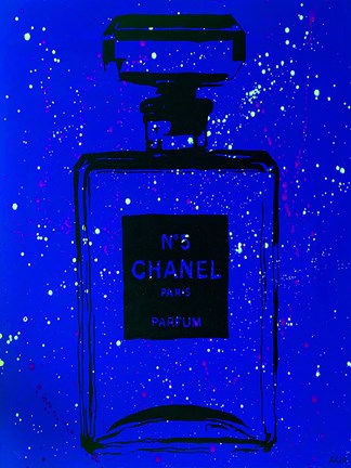 Framed Chanel Pop Art Blue Chic Print
