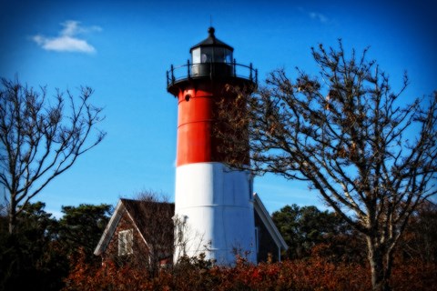 Framed Nauset Light Landscape Print