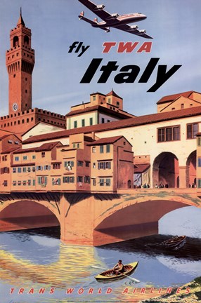 Framed Fly To Italy Print