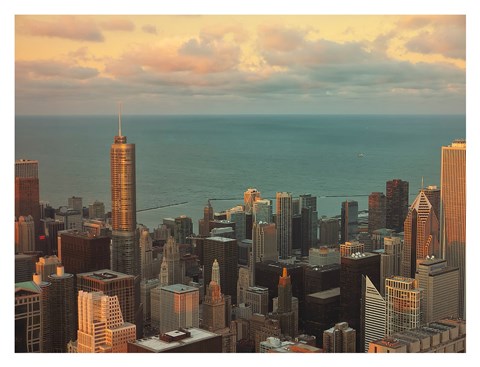Framed Sunset in Chicago Print