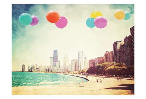 Framed Chicago Balloons Over the City Print