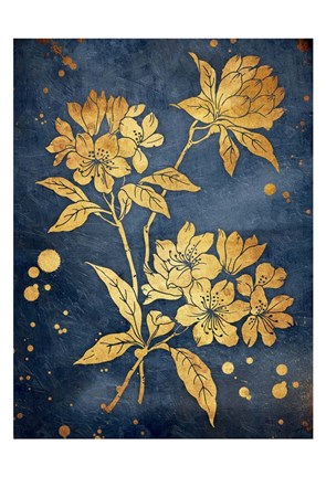 Framed Floral Golden Blues Print