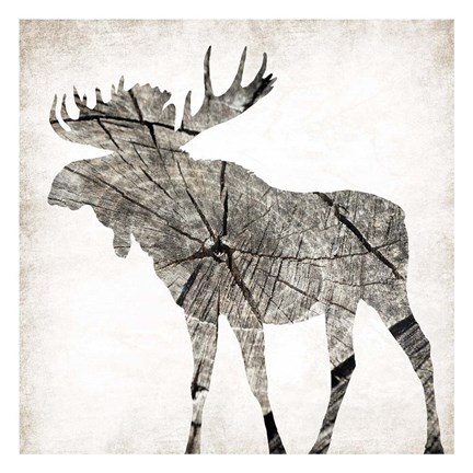 Framed Wood Moose Mate Print