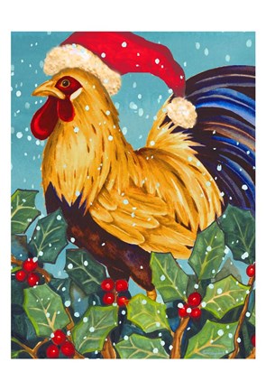 Framed Christmas Rooster Print