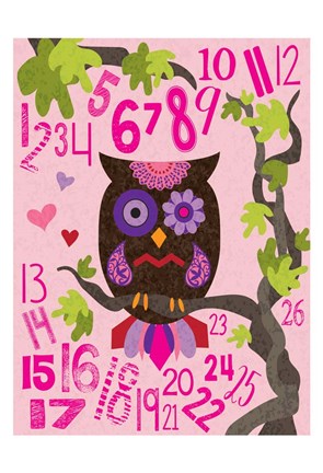 Framed Owl Set Numlet Pinks 2 Print
