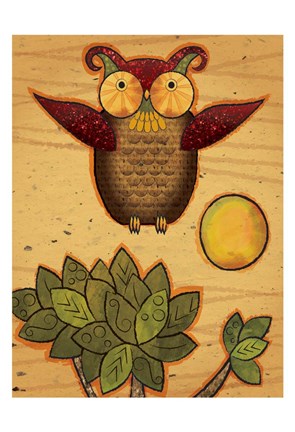 Framed Texture Owls 04 Print