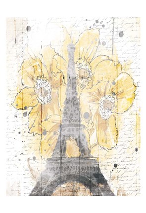 Framed Eiffel Bloom Yellow Print