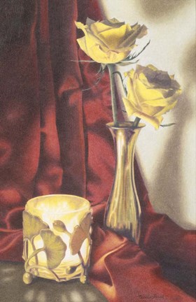 Framed Candle Lit Roses Print