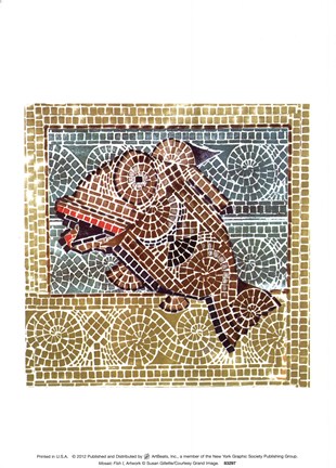 Framed Mosaic Fish I Print