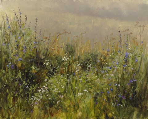 Framed Wildflowers in the Mist Print