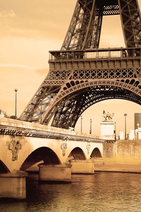 Framed Bottom of Bronzed Eiffel Tower Print