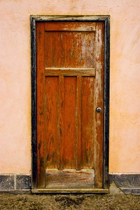 Framed Rusted Door with Cracked Wood Panel Print