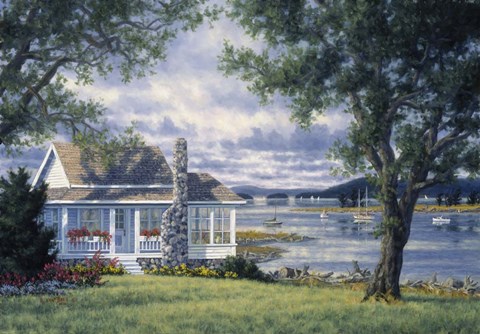 Framed Cottage In The Islands Print