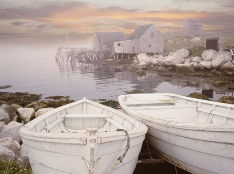 Framed Two Boats at Sunrise, Nova Scotia 11 Print