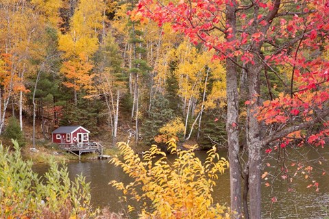 Framed Boathouse In Autumn, Marquette, Michigan 12 Print