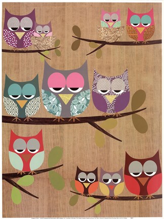 Framed Owl Tree I Print