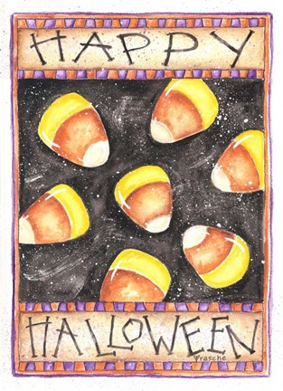 Framed Happy Halloween Candy Corn Print