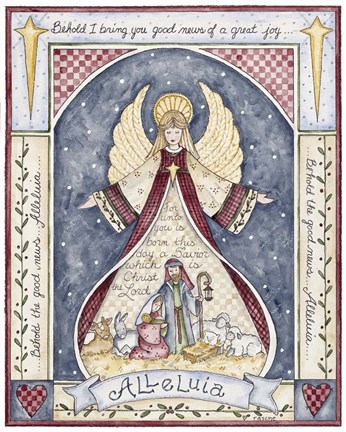 Framed Alleluia Angel Nativity Print