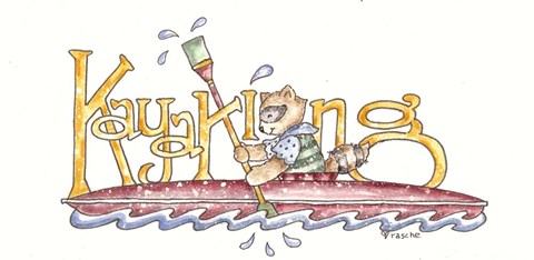 Framed Kayaking Raccoon Print