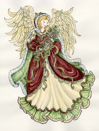 Framed Angel With Roses Print