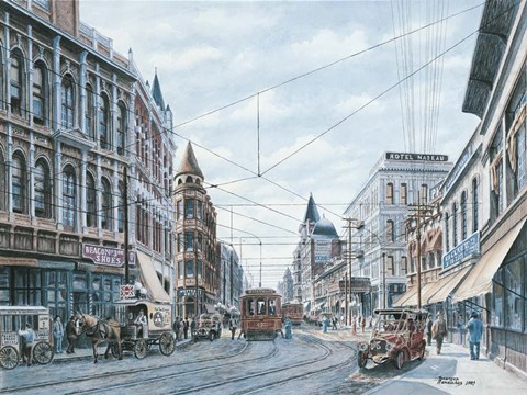 Framed Looking South On Spring St., c.1909 Print