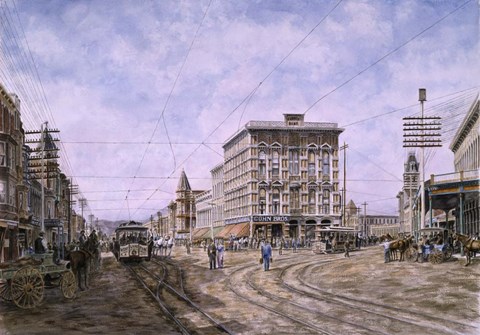 Framed Los Angeles,  Looking South From Main &amp; Spring Print