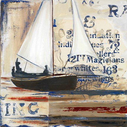 Framed Blue Sailing Race I Print