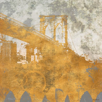 Framed NY Gold Bridge at Dusk I Print