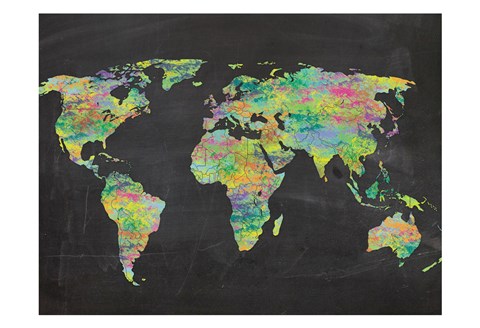Framed World On Chalk Print
