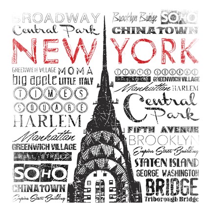 Framed New York Words Print