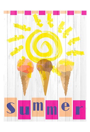 Framed Summer Ice Cream Cones Print