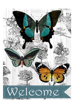 Framed Welcome Butterflies Print