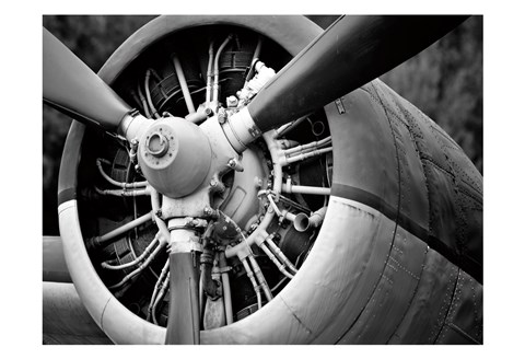 Framed Plane Engine 2 BW Print