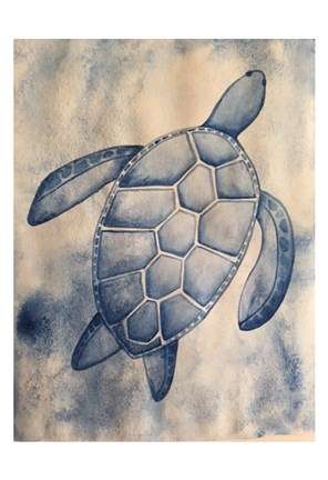 Framed Blue Sea Turtle Print