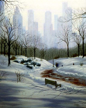 Framed Winter in the Park Print