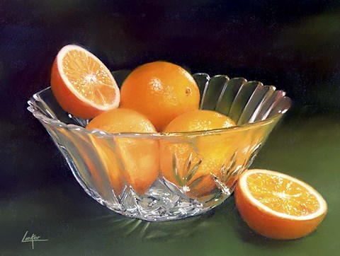 Framed Oranges Crystal Vase Print