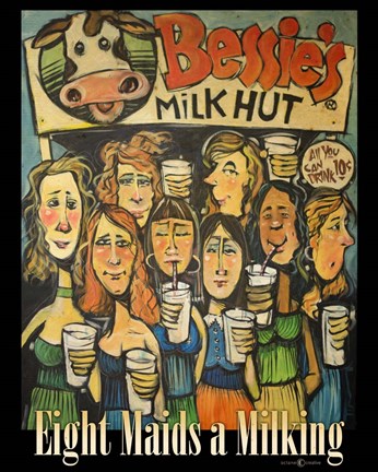 Framed Eight Maids a Milking Print