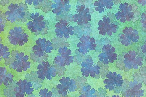 Framed Macleaya Leaf Blue Violet and Aqua Print