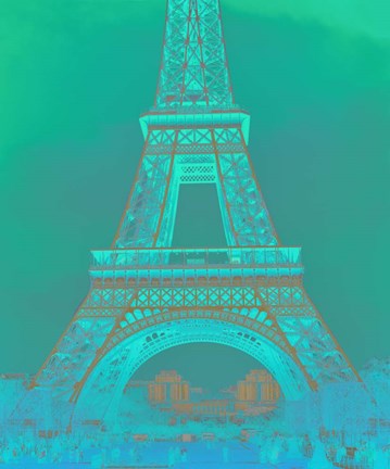 Framed Eiffel Tower in Turquoise Print