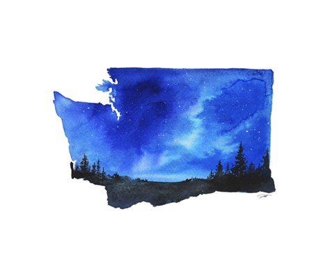 Framed Washington State Watercolor Print