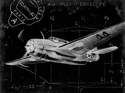 Framed Flight Schematic II Print