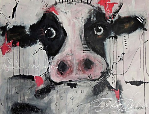 Framed Cow Pink Print