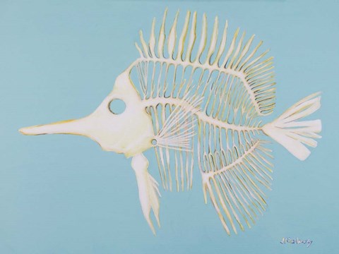 Framed Longnosed Butterfly Fish Bones Print