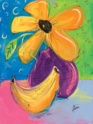 Framed Yellow Flower and Banana Print
