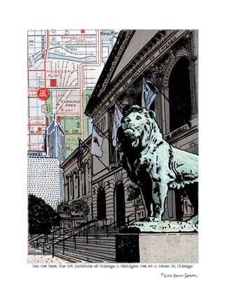 Framed Art Institute Lion Chicago Print