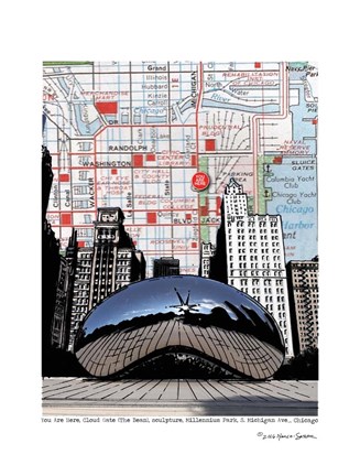 Framed Chicago Millennium Bean Print