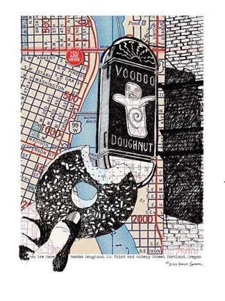 Framed Voodoo Doughnut Portland Print