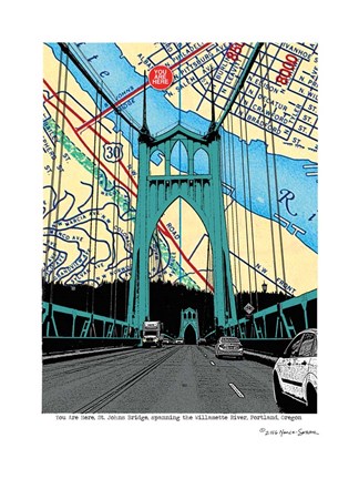 Framed St. John&#39;s Bridge Portland Print